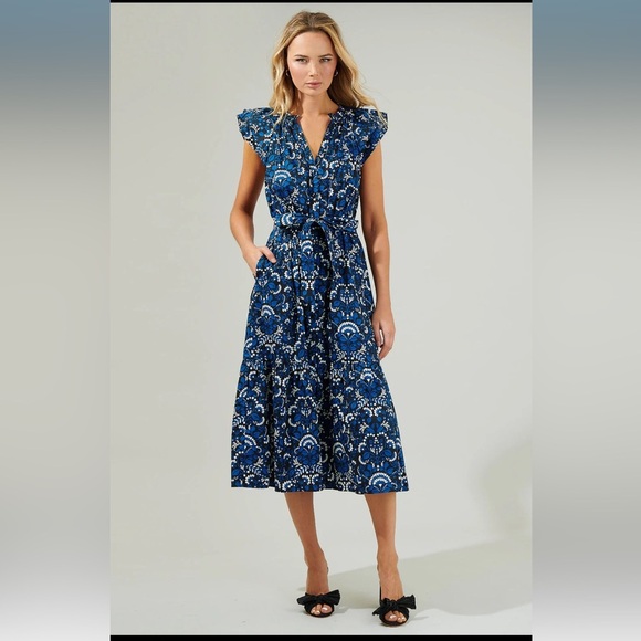 SugarLips Etta Floral Charlotte Button Down Midi Dress - Picture 4 of 7